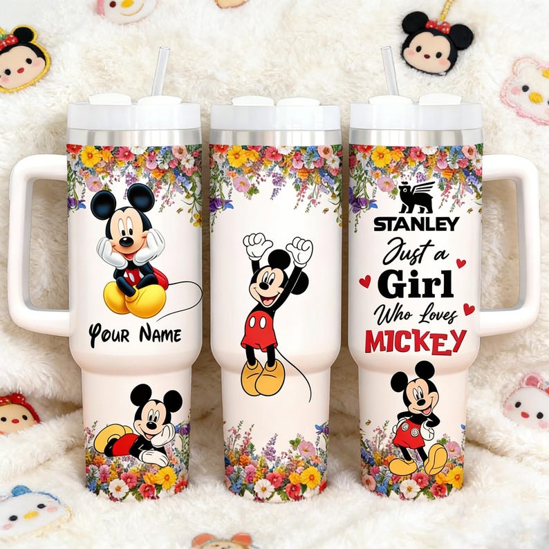 Custom Mickey Mouse Tumbler Cup 40oz, Personalized Travel Mug, Leakproof Lid, Double-Wall, Cute Gift for Her, Christmas Gift image 1