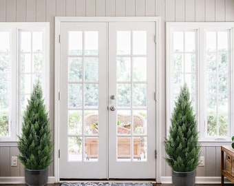 Set of 2 3FT Artificial Cedar Topiary Trees, UV Resistant Faux Cypress Outdoor Decor