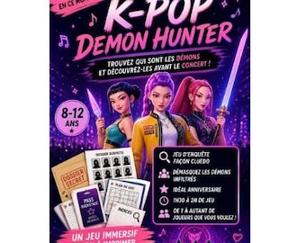 K-Pop Demon Hunter – Enquête Mystère Enfants (8-12 ans) | Jeu Cluedo immersif à imprimer | Anniversaire original