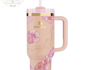 Barbie Stanley Peach Tumbler 40oz, Just Peachy Quencher Cup, FlowState H2.0 Insulated Mug