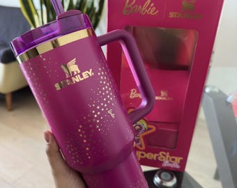 Barbie x Stanley 70s Superstar 40oz Quencher Cup, FlowState H2.0 Insulated Tumbler, Travel Mug