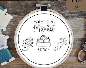 Farmers Market | Modern HandEmbroidery Pattern (PDF Digital Download) | PDF in 6 sizes