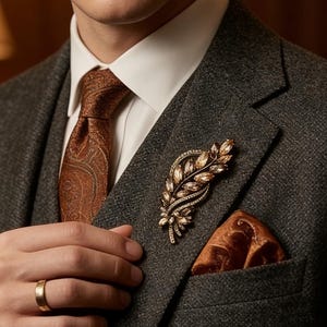 Broszka w stylu vintage z pszenicy w kolorze brązowym, elegancka przypinka do klapy marynarki dla kobiet, uniwersalny dodatek do sukni ślubnej, garnituru, marynarki lub sukni wieczorowej, wyjątkowy prezent