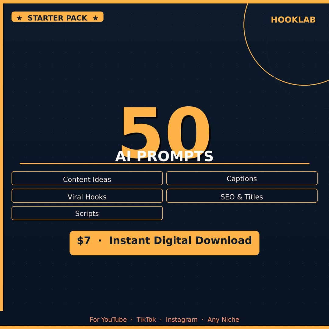 Starter Pack | 50 AI Prompts for Content Creators | Viral Content Ideas ...
