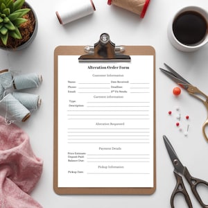 Alteration Order Form Printable, Tailor Client Intake Form, Alteration and Sewing intake Form