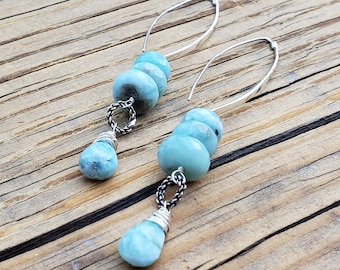 Larimar and Sterling Silver dangle earrings