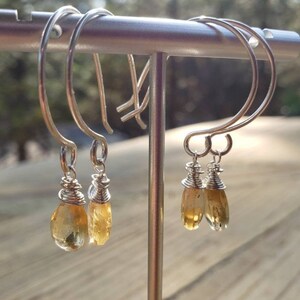 Citrine Teardrops And Sterling Silver dangle earrings