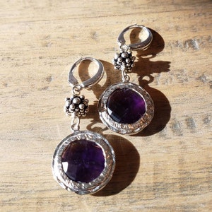 Amethyst and Sterling Silver dangle earrings