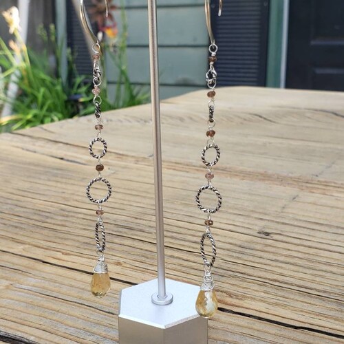 Shops Citrine Teardrop, Andalusite and Sterling Silver dangle earrings