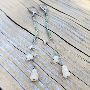 Ethiopia Opal,Peruvian Green Opal and Sterling Silver dangle earrings