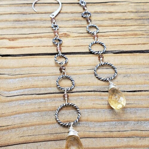 Shops Citrine Teardrop, Andalusite and Sterling Silver dangle earrings
