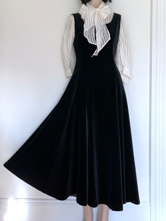 1990s Laura Ashley Black Velvet Ankle Length Eveni