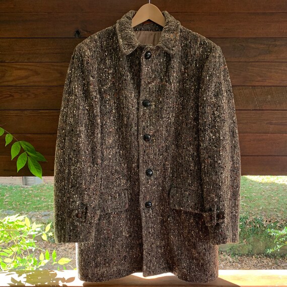 50s Mens Boucle Wool Lined Winter Overcoat/Mens 50
