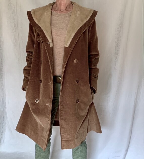 70s women corduroy & faux shearling lined double b
