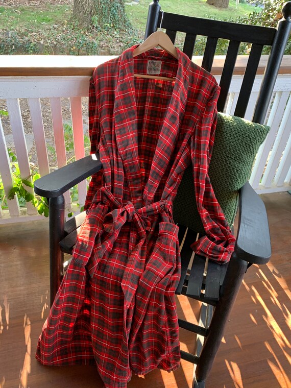 1940s State O Maine Mens Plaid Robe/Vintage Cotton