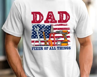 Dad Handyman USA Flag Shirt Mr Fix It Blue Collar Dad Fathers Day T-shirt