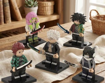 Demon Slayer Building Block Figures Set - 5 Hashira Characters Collectible Minifigures with Swords