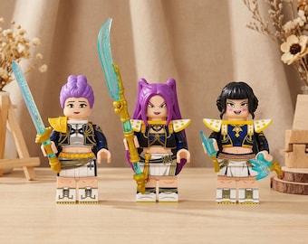 Demon Hunter Girl Squad Anime Building Block Minifigures Set - 3 Warriors with Weapons