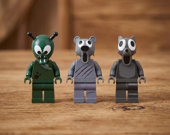 99 Nights in the Forest Building Block Minifigures Set - 3 Mystery Creatures (Alien, Bear, Wolf)