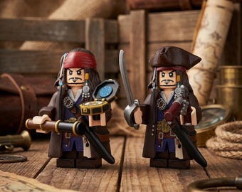 Captain Jack Sparrow Minifigure 2-Pack – Custom Pirate Building Block Toy