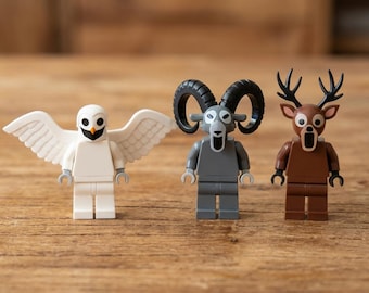 Woodland Animal Minifigures – Owl, Ram, Deer Building Blocks Set