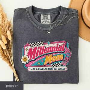 Millenial Mom Shirt, Retro Mom Graphic Tee, Mother's Day Gift, Gift for Moms, New Mom Gift, Aesthetic Mom Tee image 1