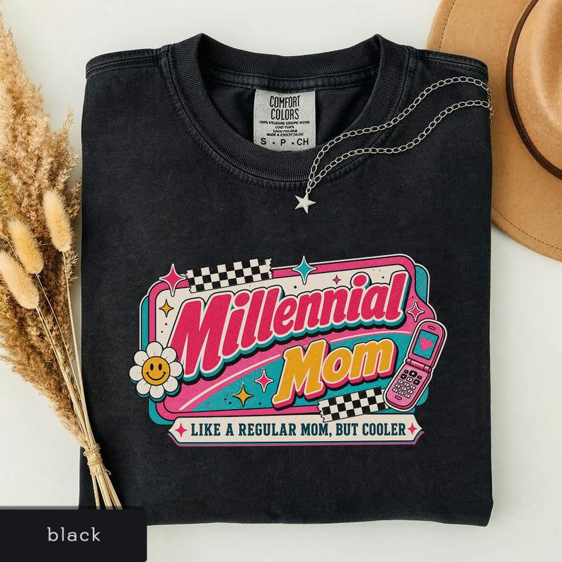 Millenial Mom Shirt, Retro Mom Graphic Tee, Mother's Day Gift, Gift for Moms, New Mom Gift, Aesthetic Mom Tee image 2