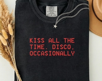 Kiss All The Time Disco Occasionally Shirt, Harry Album Merch Tour Concert Unisex (with Red Text Version) Vintage Style Shirt