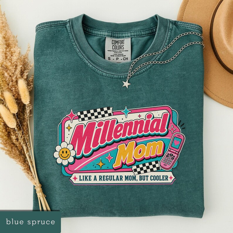 Millenial Mom Shirt, Retro Mom Graphic Tee, Mother's Day Gift, Gift for Moms, New Mom Gift, Aesthetic Mom Tee image 5