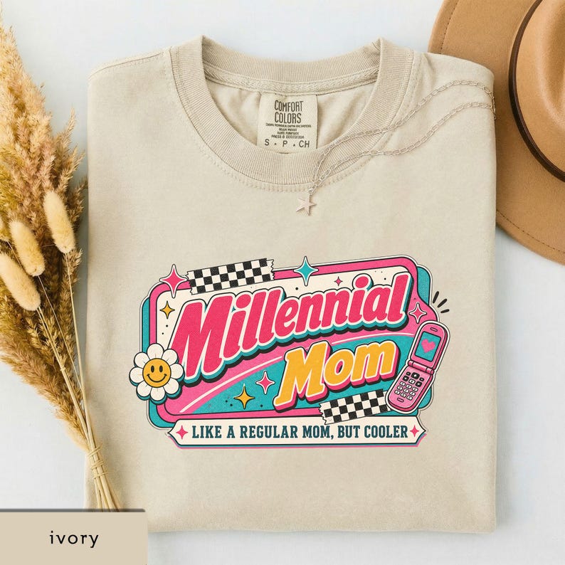 Millenial Mom Shirt, Retro Mom Graphic Tee, Mother's Day Gift, Gift for Moms, New Mom Gift, Aesthetic Mom Tee image 3
