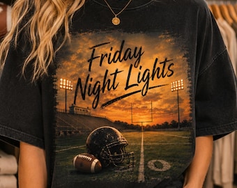 Friday Night Lights PNG | Vintage Football  | Football Field Sunset PNG | Game Day Shirt Design | Football Mom PNG | Retro Sports Graphic
