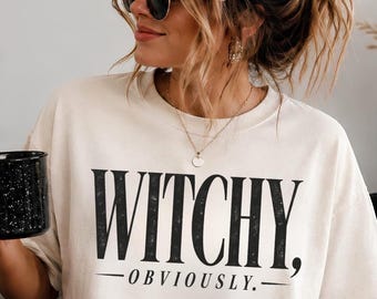 Witchy Obviously PNG, Distressed Halloween Shirt Design, Spooky Fall Sublimation (Digital Download)