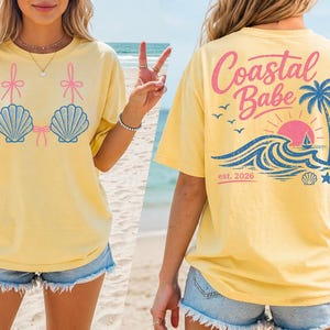 Top bikini z muszlą PNG, projekt koszulki plażowej Coastal Babe (pobieranie cyfrowe)