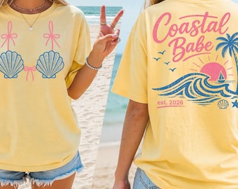 Seashell Bikini Top PNG, Coastal Babe Beach Shirt Design (Digital Download)