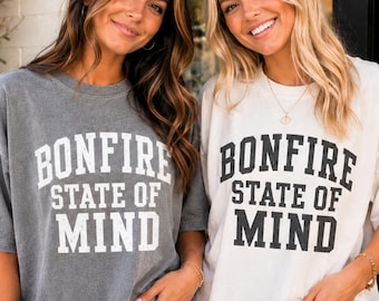 Bonfire State of Mind PNG Bundle | Fall Camping Shirt Design | Cozy Bonfire Sweatshirt PNG | White & Smoky Gray Distressed Digital Download