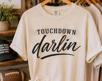 Touchdown Darlin PNG | Football Shirt| Retro Football Graphic | Vintage Distressed Game Day PNG | Football Mom Design | Tailgate PNG
