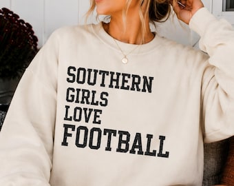 Southern Girls Love Football PNG | Distressed Varsity Game Day Design (Instant Download)