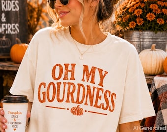 Oh My Gourdness PNG | Funny Fall Shirt Design | Vintage Pumpkin PNG | Autumn Sublimation Design | Retro Fall Graphic | Commercial Use PNG