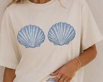 Blue Seashell Bikini PNG, Coastal Summer Beach Shirt Graphic (Digital Download)