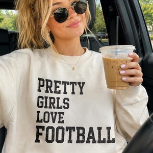 Pretty Girls Love Football PNG | Distressed Varsity Graphic (Instant Download)