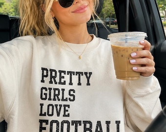 Pretty Girls Love Football PNG | Distressed Varsity Graphic (Instant Download)
