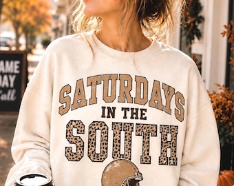 Saturdays in the South PNG | Leopard Football Helmet Game Day Design (Digital Download)