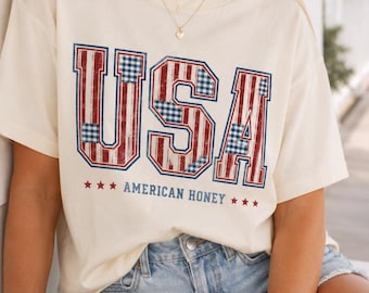 USA American Honey Graphic Tee Design, Retro Patriotic (Digital Download)
