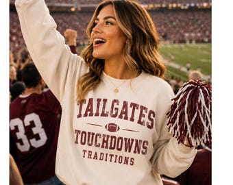 Vintage Football PNG | Tailgates Touchdowns Traditions Gameday Graphic Tee (Digital Download)