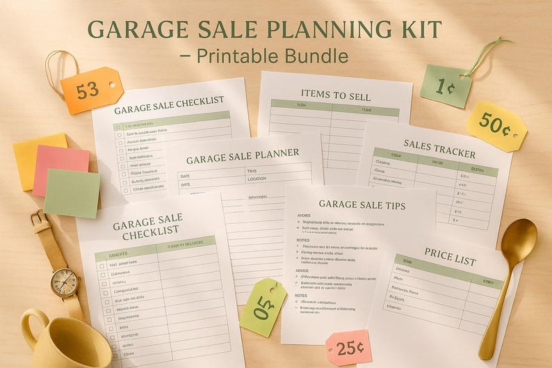 Garage Sale Planning Kit Printable | Yard Sale Organizer | Spring ...