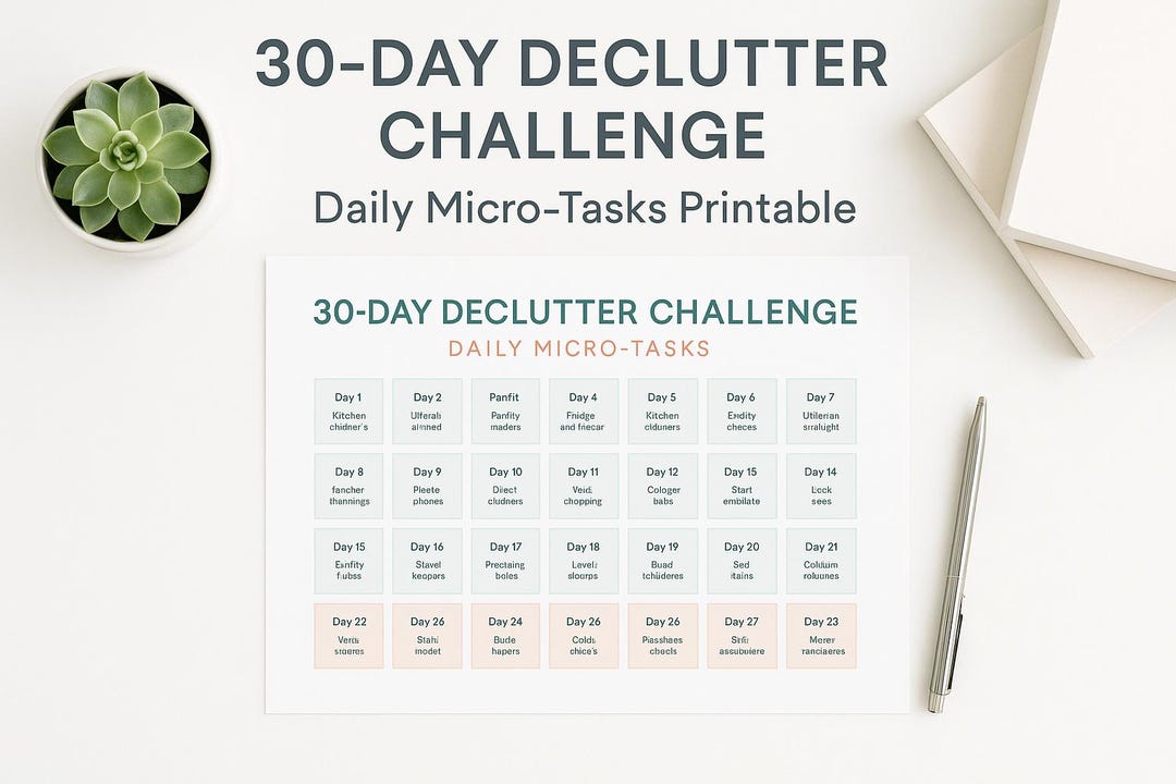 30 Day Declutter Challenge Printable | Spring Cleaning Calendar ...