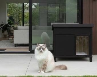 Caseta para gatos con aislamiento térmico y diseño industrial