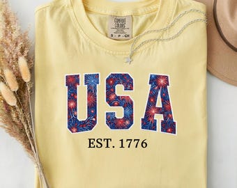 Comfort Colors® T-Shirt, USA Flag Shirt, America 250th Anniversary Tee, Patriotic Gift, 4th of July, Independence Day Top
