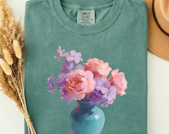 Comfort colors, Custom Birth Month Flower Bouquet Shirt, Mothers Day Gift for Mom, Personalized Grandma TShirt, Floral Grandmother Tee,Mama
