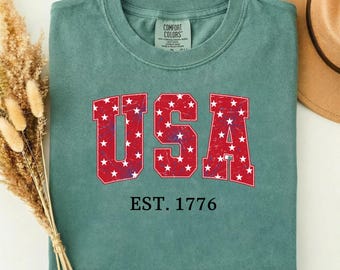 Comfort Colors® T-Shirt, USA Flag Shirt, America 250th Anniversary Tee, Patriotic Gift, 4th of July, Independence Day Top